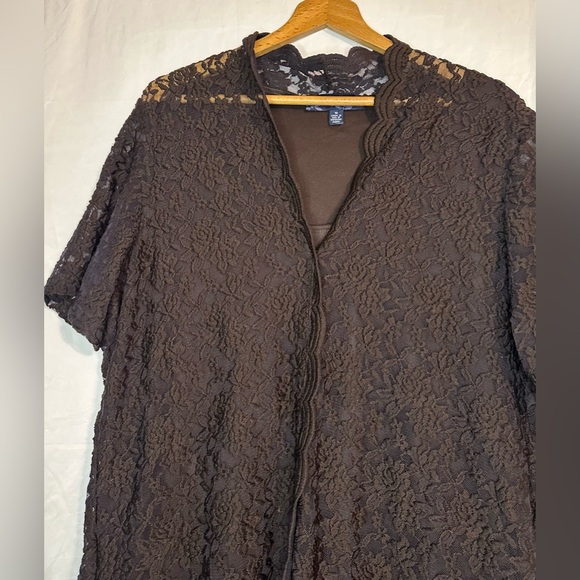 Susan Graver Style Women’s Chocolate Brown Blouse Short Sleeved size 1X - Picture 2 of 11